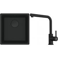 Franke Maris MRG 110-37 zlewozmywak 40x37 cm Fragranit + czarny mat z baterią kuchenną Lina (1250697760, 1150712435)