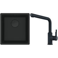 Franke Maris MRG 110-37 zlewozmywak 40x37 cm Fragranit + czarny mat z baterią kuchenną Urban (1250697760, 1150627523)