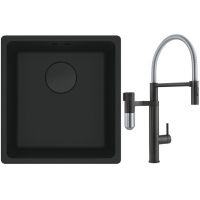 Franke Maris MRG 110-37 zlewozmywak 40x37 cm Fragranit + czarny mat z baterią kuchenną Vital Semi-Pro czarny mat/stal (1250697760, 1200621313)