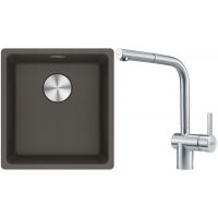 Franke Maris MRG 110-37 zlewozmywak granitowy 43x40 cm łupkowy szary z baterią kuchenną Atlas stal szlachetna (1250716374, 1150521439)