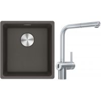 Franke Maris MRG 110-37 zlewozmywak granitowy 43x40 cm łupkowy szary  z baterią kuchenną Atlas Neo Sensor stal szlachetna (1250716374, 1150625523)