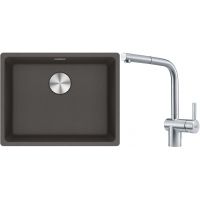 Franke Maris MRG 110-52 zlewozmywak granitowy 55,3x43,3 cm łupkowy szary z baterią kuchenną Atlas stal szlachetna (1250716375, 1150521439)