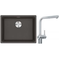 Franke Maris MRG 110-52 zlewozmywak granitowy 55,3x43,3 cm łupkowy szary z baterią kuchenną Atlas Neo Sensor stal szlachetna (1250716375, 1150625523)