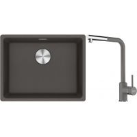 Franke Maris MRG 110-52 zlewozmywak granitowy 55,3x43,3 cm łupkowy szary z baterią kuchenną Sirius Side chrom (1250716375, 1150668280)