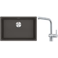 Franke Maris MRG 110-62 zlewozmywak granitowy 65,3x43,3 cm łupkowy szary z baterią kuchenną Atlas stal szlachetna (1250716376, 1150521439)