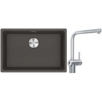 Franke Maris MRG 110-62 zlewozmywak granitowy 65,3x43,3 cm łupkowy szary z baterią kuchenną Atlas Neo Sensor stal szlachetna (1250716376, 1150625523)