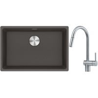 Franke Maris MRG 110-62 zlewozmywak granitowy 65,3x43,3 cm łupkowy szary z baterią kuchenną Leda Neo stal szlachetna (1250716376, 1150590047)