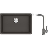 Franke Maris zlewozmywak granitowy 65,3x43,3 cm łupkowy szary z baterią kuchenną Sirius Side chrom (1250716376, 1150668280)