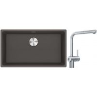 Franke Maris MRG 110-72 zlewozmywak granitowy 75,3x43,3 cm szary/grafitowy/onyx z baterią kuchenną Atlas Neo Sensor stal szlachetna (1250716377, 1150625523)
