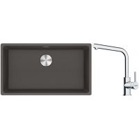 Franke Maris MRG 110-72 zlewozmywak granitowy 75,3x43,3 cm szary/grafitowy/ony z baterią kuchenną Lina chrom (1250716377, 1150693230)
