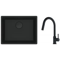 Zestaw Franke Maris zlewozmywak granitowy 52x40 cm z baterią kuchenną Pull-Out czarny mat (1250697759, 1150626053)