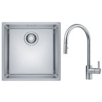 Zestaw Franke Maris zlewozmywak stalowy 40x40 cm z bateriąkuchenną Eos Neo stal szczotkowana/ stal szlachetna (1220543995, 1150590045)