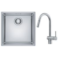 Zestaw Franke Maris zlewozmywak stalowy 40x40 cm z baterią kuchenną Leda Neo Pull-Outstal szczotkowana/ stal (1220543995, 1150590047)