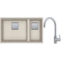 Franke Kanon KNG 120 zlewozmywak 76x46 cm Fragranite orzechowy z baterią kuchenną Eos Neo stal szlachetna (1250528634, 1150590044)