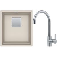 Franke Kanon KNG 110-37 zlewozmywak 37x42 cm Fragranite orzechowy z baterią kuchenną Eos Neo stal szlachetna (1250528626, 1150590044)