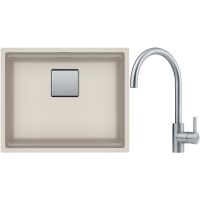 Franke Kanon KNG 110-52 zlewozmywak 52x42 cm Fragranite orzechowy z baterią kuchenną Eos Neo stal szlachetna (1250528609, 1150590044)