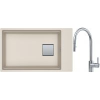 Franke Kanon KNG 110-62 zlewozmywak 62x42 cm Fragranite orzechowy z baterią kuchenną Eos Neo stal szlachetna (1250528618, 1150590045)