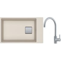 Franke Kanon KNG 110-62 zlewozmywak 62x42 cm Fragranite orzechowy z baterią kuchenną Eos Neo stal szlachetna (1250528618, 1150590044)