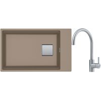 Franke Kanon KNG 110-62 zlewozmywak 62x42 cm Fragranite cappuccino z baterią kuchenną Eos Neo stal szlachetna (1250528621, 1150590044)