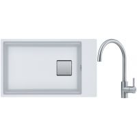 Franke Kanon KNG 110-62 zlewozmywak 62x42 cm Fragranite biały polarny z baterią kuchenną Eos Neo stal szlachetna (1250528622, 1150590044)