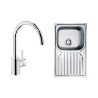 Zestaw Franke Polar PXN 611-78 zlewozmywak stalowy z baterią kuchenną Grohe Eurosmart Cosmopolitan chrom (1010251296, 32843000)