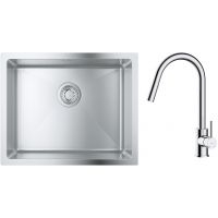 Zestaw Grohe K700 zlewozmywak 50x40 cm z baterią kuchenną Oltens Litla stal szlachetna/chrom (35204100, 31574SD1)