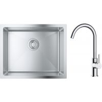 Zestaw Grohe K700 zlewozmywak 50x40 cm z baterią kuchenną Oltens Skafta stal szlachetna/chrom (35206100, 31574SD1)