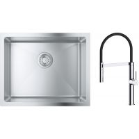 Zestaw Grohe K700 zlewozmywak 50x40 cm z baterią kuchenną Oltens Borga stal szlachetna/chrom (35207100, 31574SD1)