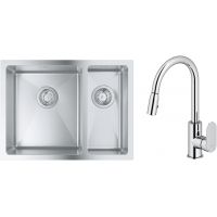 Zestaw Grohe K700 zlewozmywak 59,5x45 cm z baterią kuchenną Oltens Lista stal szlachetna/chrom (31577SD1, 35202100)