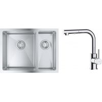 Zestaw Grohe K700 zlewozmywak 59,5x45 cm z baterią kuchenną Oltens Myvat stal szlachetna/chrom (31577SD1, 35205100)