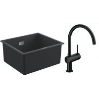 Zestaw Grohe K700 zlewozmywak granitowy 45,7x40,6 cm z baterią kuchenną Minta (31653AP0, 32917KS0)