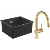 Zestaw Grohe K700 zlewozmywak granitowy 45,7x40,6 cm z baterią kuchenną Minta (31653AP0, 2321GN2)