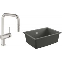 Zestaw Grohe K700U zlewozmywak 61x46 cm z baterią kuchenną Minta stal (31655AT0, 32322DC2)