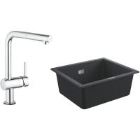 Zestaw Grohe K700 zlewozmywak 53,3x45,7 cm z baterią kuchenną elektroniczną Minta chrom (31654AP0, 31360001)