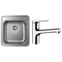 Zestaw Hansgrohe S412-F400 zlewozmywak stalowy z baterią kuchenną Zesis chrom (43335800, 74800000)