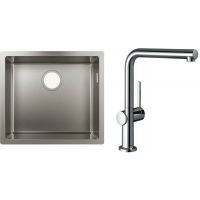 Zestaw Hansgrohe S719-U500 zlewozmywak stalowy z baterią kuchenną Talis chrom (43427800, 72840000)