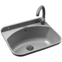 Pyramis Standard umywalka ogrodowa 46x36 cm szara i bateria Ossia 070178601 O