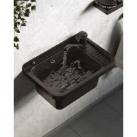 Pyramis Neo umywalka ogrodowa 51x34 cm czarna i bateria Asalia 070179401 A