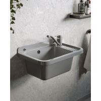 Pyramis Neo umywalka ogrodowa 51x34 cm szara i bateria Asalia 070179501 A