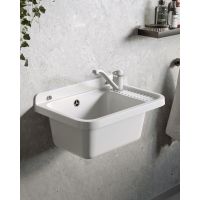 Pyramis Neo umywalka ogrodowa 51x34 cm biała i bateria Asalia 070179601 A