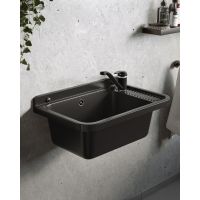 Pyramis Neo Plus umywalka ogrodowa 58,4x38 cm czarna i bateria Asalia 070179701 A