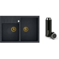 Zestaw Quadron Bill 120 zlewozmywak black diamond/elementy złote z kubkiem termicznym 420 ml (HCQB9062U8PVDG1, M0051)