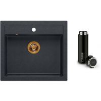 Zestaw Quadron Bill 110 zlewozmywak black diamond/elementy miedziane z kubkiem termicznym 420 ml (HCQB6054U8PVDC1, M0051)