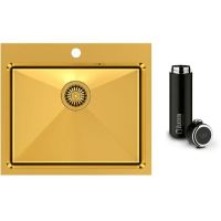 Zestaw Quadron Russel zlewozmywak złoty z kubkiem termicznym 420 ml (HB7910PVDBSG1, M0051)