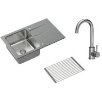 Zestaw Quadron Michael 111 zlewozmywak 78x48 cm szary/stal z baterią Kate i matą ociekową (FUSM7848SZ3623500BS, R3825GRMP)