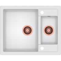 Quadron Morgan 150 zlewozmywak 62,5x50,5 cm z GraniteQ wpuszczany biały metalik/miedziany HB8214U1-C1