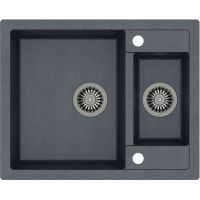 Quadron Morgan 150 zlewozmywak 62,5x50,5 cm z GraniteQ wpuszczany czarny metalik/stal szlachetna HB8214U8-BS