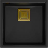 Quadron David 40 zlewozmywak 42x42 cm GraniteQ pure carbon/złoty HQD4242U7-G1