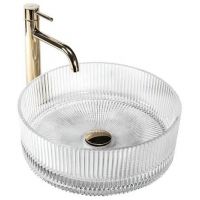 Rea Ingrid umywalka 36x36 cm okrągła nablatowa transparentna REA-U8522