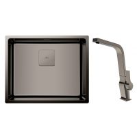 Zestaw Teka Flexlinea zlewozmywak stalowy z syfonem 54x44 cm grafit z baterią kuchenną Teka ICC (115000024, 116030005)